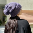 thumbnail image 1 of Tnobhg Knitted Hat Comfortable Soft Winter Unisex Wool Hat Fashionable Oversized Knitted Beanie for Women Men, 1 of 8