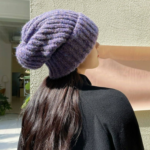 Tnobhg Knitted Hat Comfortable Soft Winter Unisex Wool Hat Fashionable Oversized Knitted Beanie for Women Men