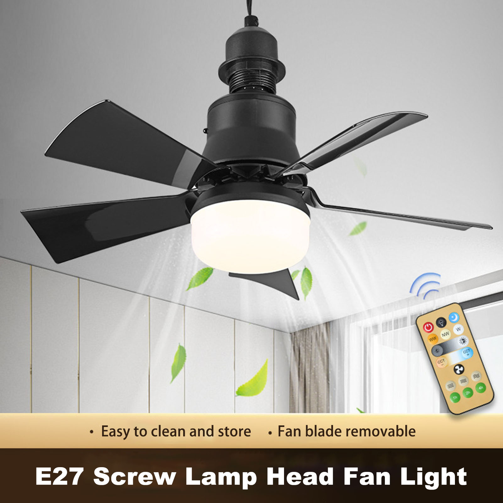 Tnobhg LED Ceiling Fan Light with Remote Control 3 Speeds Strong