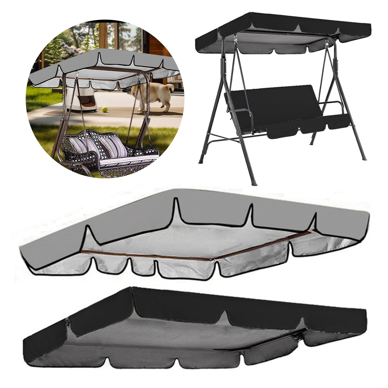 Tnobhg Patio Swing Chair Canopy Replacement Waterproof Sun Shade Cover ...