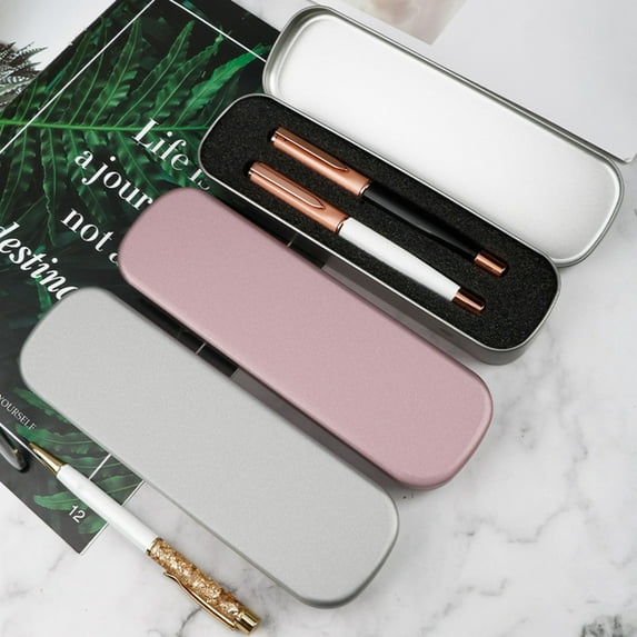 Tnobhg Pen Box Compact Durable Pencil Case Lightweight Metal Stationery Makeup Brushes Storage Box Home Organizer