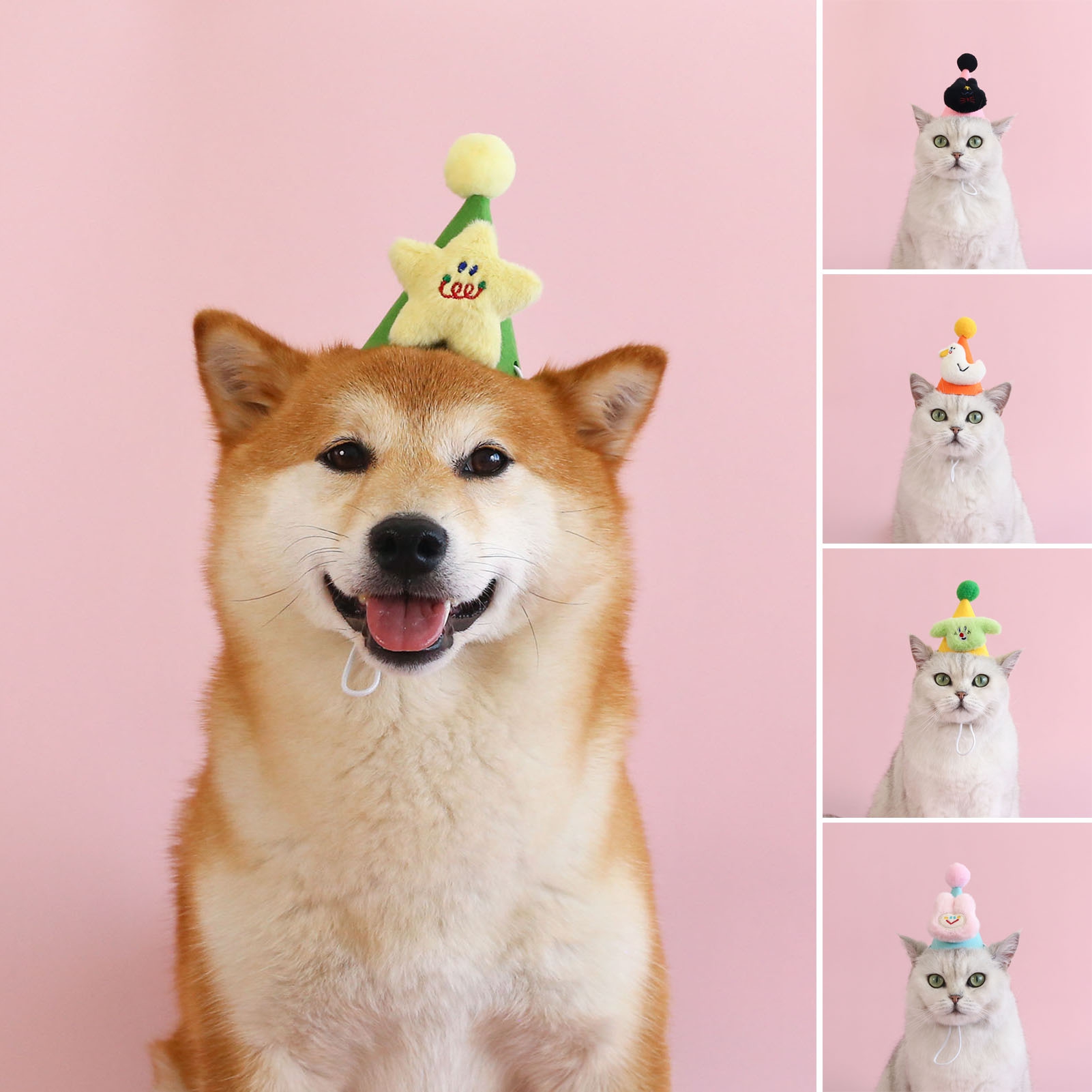 Tnobhg Pet Cat Dog Felt Hat Adjustable Elastic Band Cartoon Shape Bow