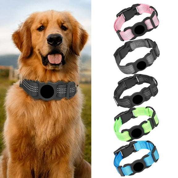 Tnobhg Pet Collar Reflective Cat Dog Tracking Collar with AirTag Holder Durable Adjustable Safe Collar Pet Supply