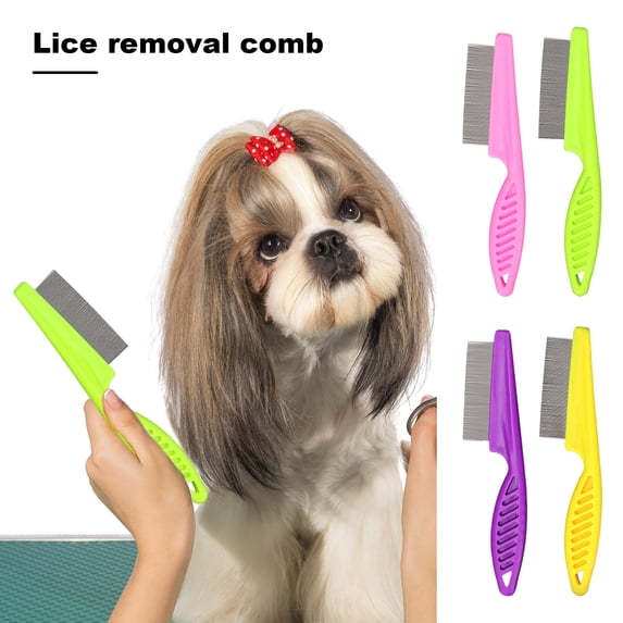 Tnobhg Pet Louse Comb Stainless Steel Narrow Smooth Tooth Hanging Hole Pet Grooming Brush Remove Dogs Cats Louse And Hair Massage Comb