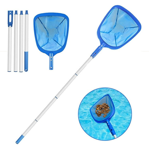 Tnobhg Pool Skimmer Net Deep Fine Mesh Solid Plastic Frame Detachable Pole Large Capacity Heavy Duty Leaf Fine Debris Pool Cleaning Net Pool Accessories