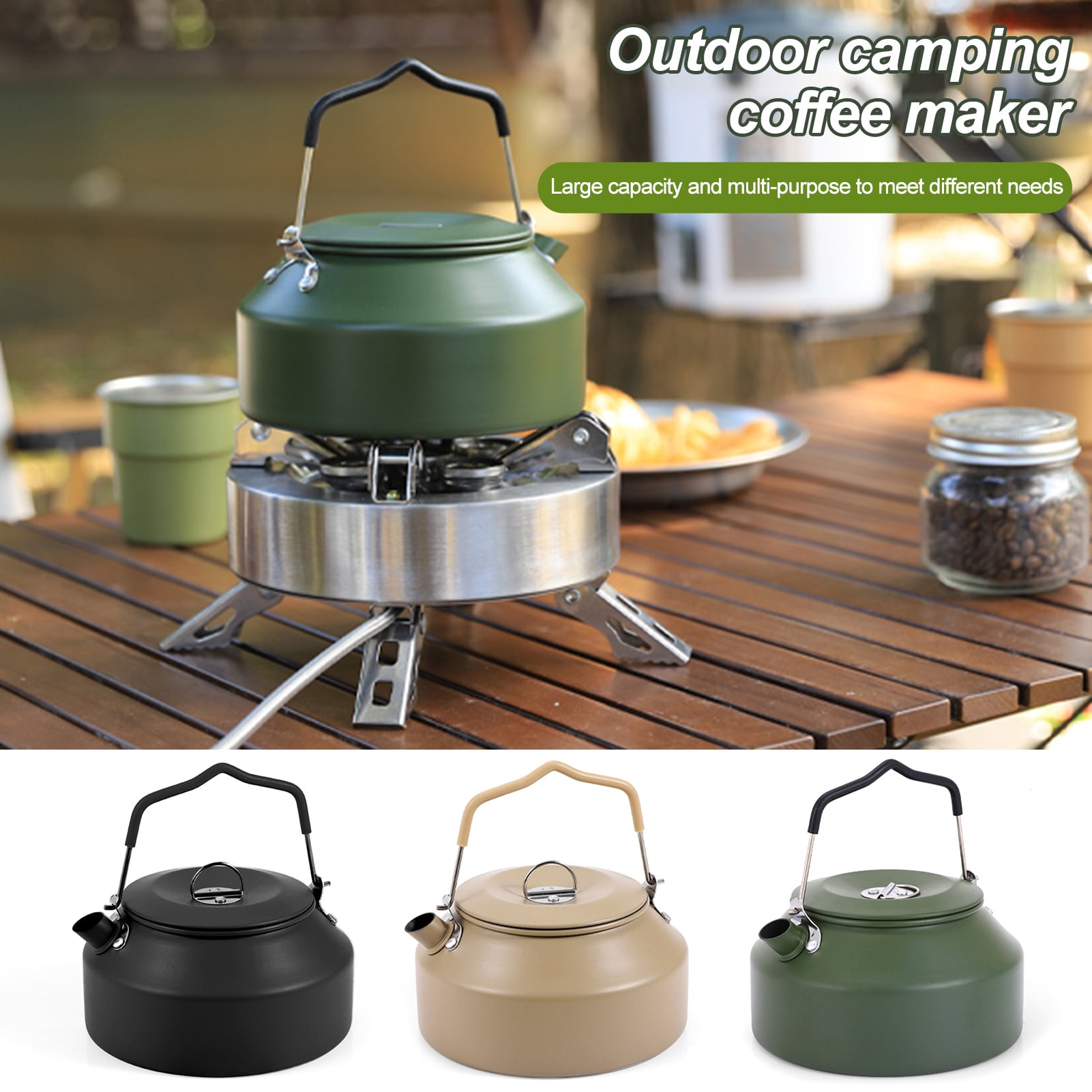 Tnobhg Portable Camping Water Kettle with Handle 1.35/1.6L Capacity