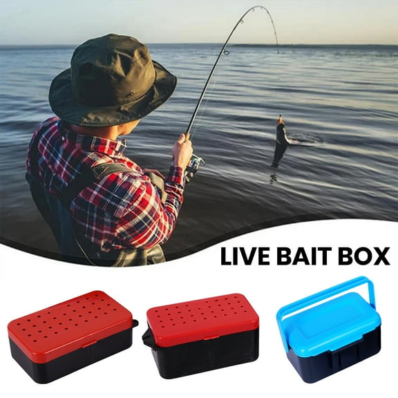 Tnobhg Portable Live Fishing Bait Box with Handle Double-Layer Fishing Lure Bait Carrying Case Fishing Tackle Container for Maggot Worm Earthworm Fishing Hooks