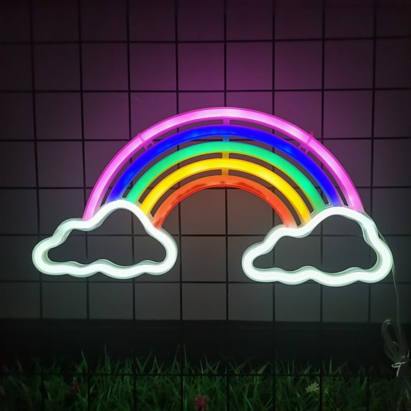 Tnobhg Rainbow Neon Sign LED Light USB/Battery Operated Non-Glaring Cloud Rainbow LED Neon Light Wall Art Decoration