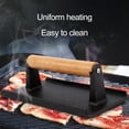 thumbnail image 1 of Tnobhg Rectangle Cast Iron Bacon Press with Wood Handle Even-Heat Transfer Healthy Cooking Comfortable Grip Meat Press, 1 of 7