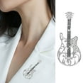 thumbnail image 1 of Tnobhg Retro Versatile Ladies Brooch Exquisite Rhinestone-studded Guitar Design Hollow Collar Corsage Buckle Pin Brooch, 1 of 7