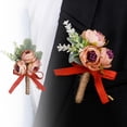thumbnail image 1 of Tnobhg Rose Flower Brooch Realistic Green Leaves Anti-slip Elegant Groom Bride Groomsmen Floral Corsage Lapel Pin Wedding Party Supplies, 1 of 8