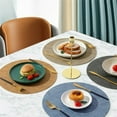 Tnobhg Round Placemat Solid Color Faux Leather Placemat Heat Resistant