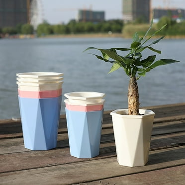 Tnobhg Self Watering Flower Pot Drainage Hole Modern Solid Color Resin Indoor Outdoor Desktop Plants Vegetable Herb Succulent Planter Box Gardening Supplies