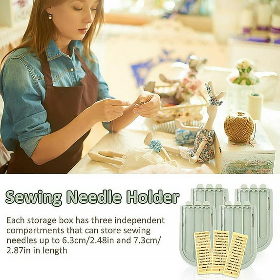 Tnobhg Sewing Needle Organizer Transparent Sewing Needle Box Cross Needle Box Pin Container Tool With Label 3 Lattice Sewing Knitting Pin Needle Storage
