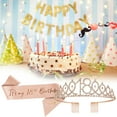 thumbnail image 1 of Tnobhg Shiny Rhinestones Crown Headband Number Print Noble Stunning Birthday Party Crown Tiara with Ribbon Hair Accessories, 1 of 8