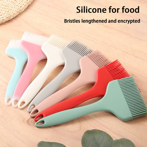 Tnobhg Silicone Oil Brush Food Grade Heat-Resistant Flexible Bristle Non-stick Ergonomic Handle Multipurpose BPA Free Kitchen Grilling Silicone Oil Brush Kitchen Supplies