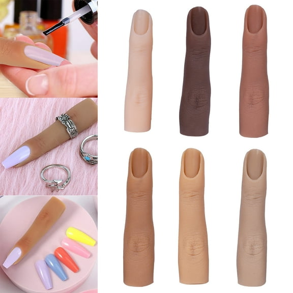 Tnobhg Silicone Practice Fingers Nails Realistic Easy to Clean Nail Art Training Hand Bendable Fake Finger Model