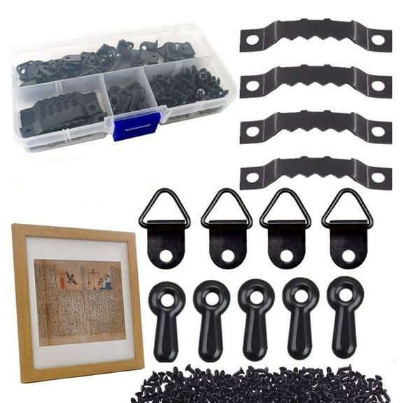 Tnobhg Small Triangle Picture Frame Hanger Hooks with Screws Rustproof Wall Hanging Ring Hooks Kit Hardware Accessories