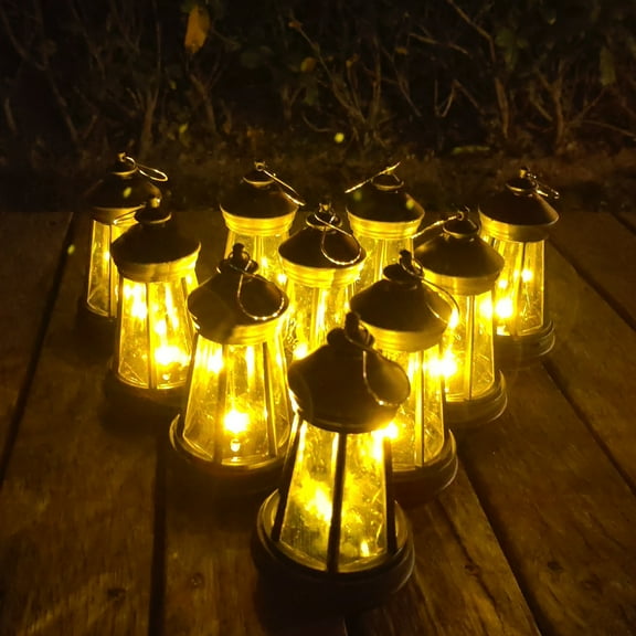 Tnobhg Solar Lantern Hanging Light Outdoor Waterproof Solar Powered LED Candle Shape Energy Saving Auto On/Off Garden Patio Yard Decor Lamp