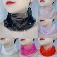 thumbnail image 1 of Tnobhg Solid Color Neck Collar Faux Pearls Decor Elastic Organza Lace Scarf Elegant Multi-functional Elastic Neck Wrap, 1 of 7