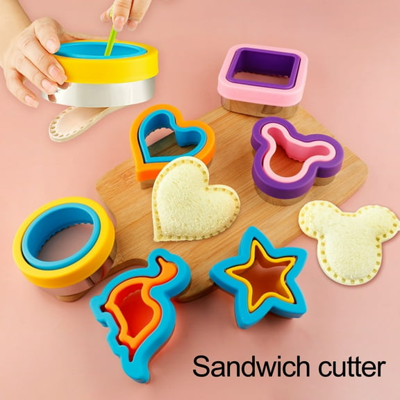 Tnobhg Stainless Steel Sandwich Maker Mold Cute Heart Star Round Dinosaur Shaped Baking Cookies Slicer Tool Toast Bread Sealing Cutter for Peanut/Butter/Jelly Sandwiches Kitchen Supplies