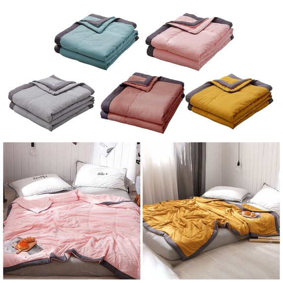 Tnobhg Summer Weight Cooling Blanket Cotton Filling Breathable Washable Non-Fading Easy to Care Single Blanket