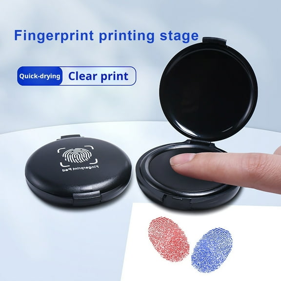 Tnobhg Thumbprint Fingerprint Ink Pad Stamp Pad Waterproof Compact Size Portable Identification Security Fingerprint Black Stamp Ink Pad