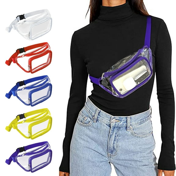 Tnobhg Transparent Fanny Pack with Adjustable Strap Large Capacity Waterproof Quick Release Clear Waist Bag for Men Women
