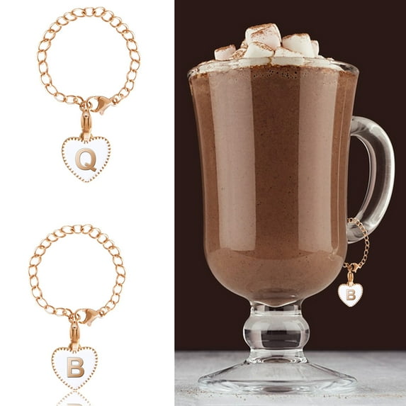 Tnobhg Tumbler Letter Charm Love Heart Oil-dripping A-Z Capital Letter Water Cup Mug Handle Identification Decoration Hanging Chain Pendant Tumbler Accessories