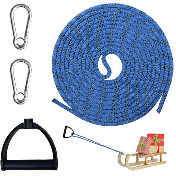 Tnobhg Water Skiing Rope with Handle Stainless Steel Carabiner Buckle 4m Nylon Tow Rope Sled Cart Pull Rope for Wakeboard Kneeboard Snowboard Equipment