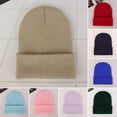 thumbnail image 1 of Tnobhg Winter Hat Unisex Stretchy Knitted Solid Color Warm Soft Ear Protection High Elasticity Regular Fit Winter Fall Beanie Women Men Cap, 1 of 8