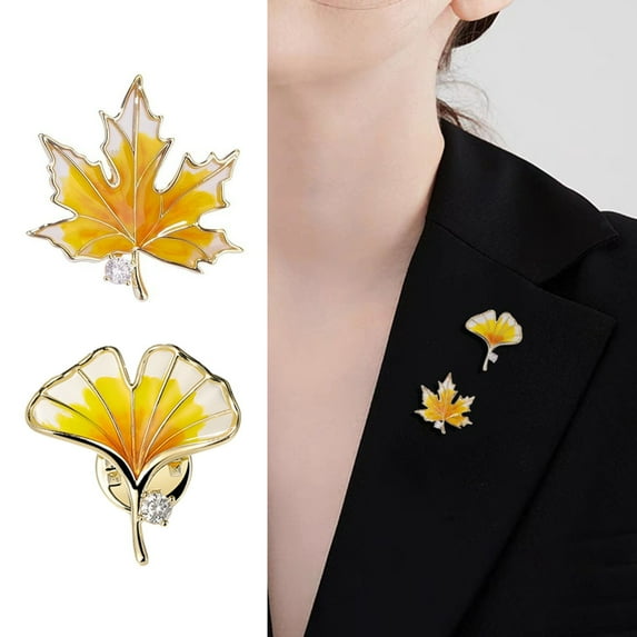 Tnobhg Women Brooch Sunflower Maple Leaf Apricot Leaf Clothes Pin Realistic Electroplated Polished Exquisite Prom Party Coat Shirt Dress Brooch