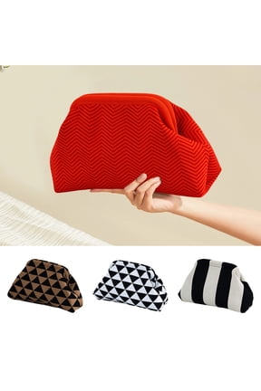 Women Clutch Bag Striped Print Color Matching Dumpling Shape Large Capacity Summer Beach Purse Commute Travel Dating Handbag