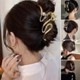 thumbnail image 1 of Tnobhg Women Cross Crab Metal Star Bowknot Irregular Wave Shape Hair Claw Elegant Geometric Hairpin Hair Accessories, 1 of 8