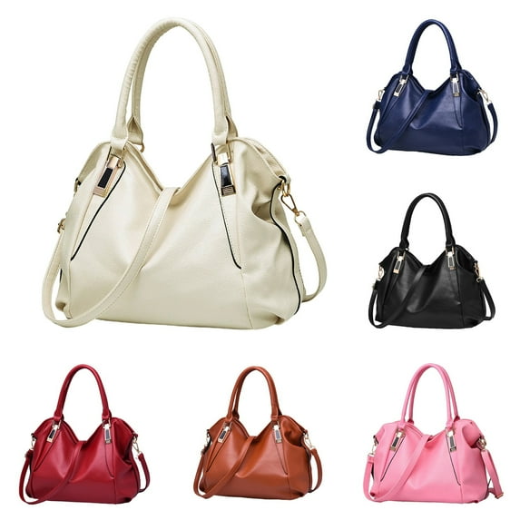 Tnobhg Women Handbag Faux Leather Large Capacity Colid Color Alloy Buckle Commute Smooth Lady Travel Crossbody Bag