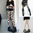 thumbnail image 1 of Tnobhg Women Pantyhose Hollow Out Irregular Punk Gothic Ripped Holes Hot Girl Nightclub Party Skinny Elastic Solid Color Lady One-piece Long Stockings, 1 of 7