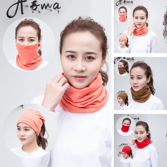 Tnobhg Women Scarf Thick Soft Warm Elastic Knitted Anti-slip Multifunctional Printed Lightweight Windproof Unisex Cycling Piled Neck Warmer Headband Hat Winter Neck Wrap