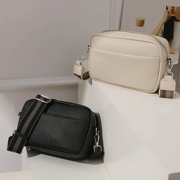 Tnobhg Women Single Shoulder Bag Faux Leather Solid Color Wide Straps Zipper Rectangle Casual Ladies Mobile Phone Pouch Crossbody Bag