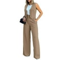 thumbnail image 1 of Tnobhg Women Vest Women Wide Leg Pants with Sleeveless Vest Solid Color High Waist Elegant Lady Baggy Pants Set Casual Streetwear Women Suit, 1 of 8