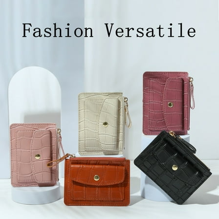 Tnobhg Women Wallet Zipper Faux Leather Multi-slots Credit Card Holder Short Slim Wallet Coin Purse Money Case Girls Student Gift