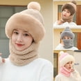 thumbnail image 1 of Tnobhg Women Winter Beanie Hat with Scarf Warm Knitted Windproof Padded Thickened Cycling Integrated Hat Scarf, 1 of 8