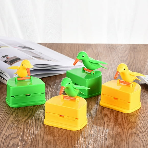 Tnobhg Woodpecker Toothpick Dispenser Smooth Edge Burr-Free Cute Little Bird Push-Type Automatic Toothpick Holder Decor