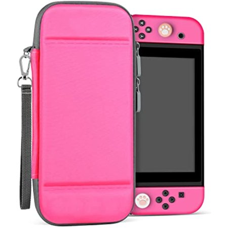 Tnp Carrying Case For Nintendo Switch, Hot Pink - Kawaii Cute Portable Travel Case, Protective Storage Carry Bag For Girls, 10 Game Cartridge Holder