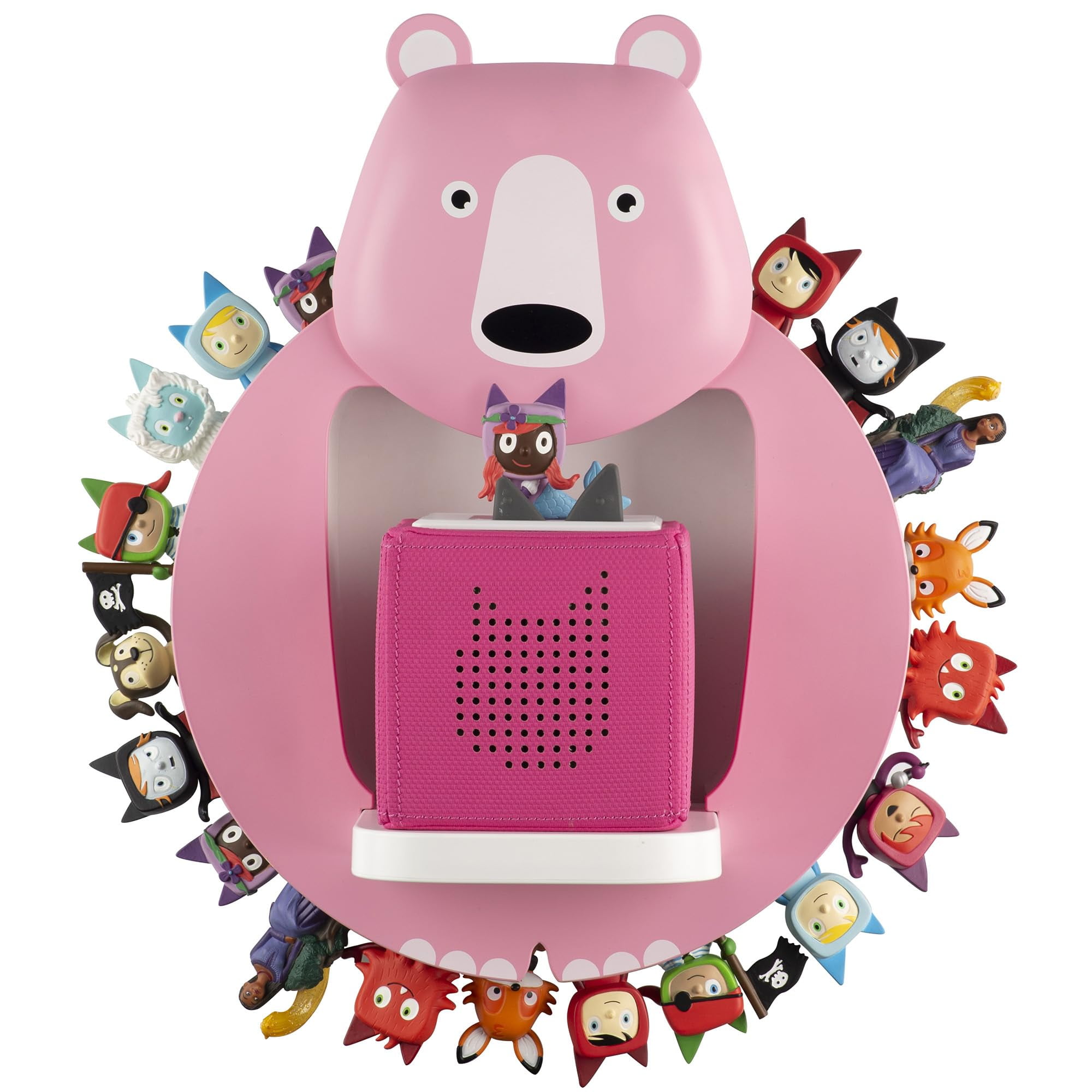 Tnvodejo for Toniebox Creative Bear Children's Magnetic Floating Shelf and for Tonies for 30-48 Figures - Wall Shelf for The Music Box - for Playing and Collecting - for Children's Baby Rooms (Pink)