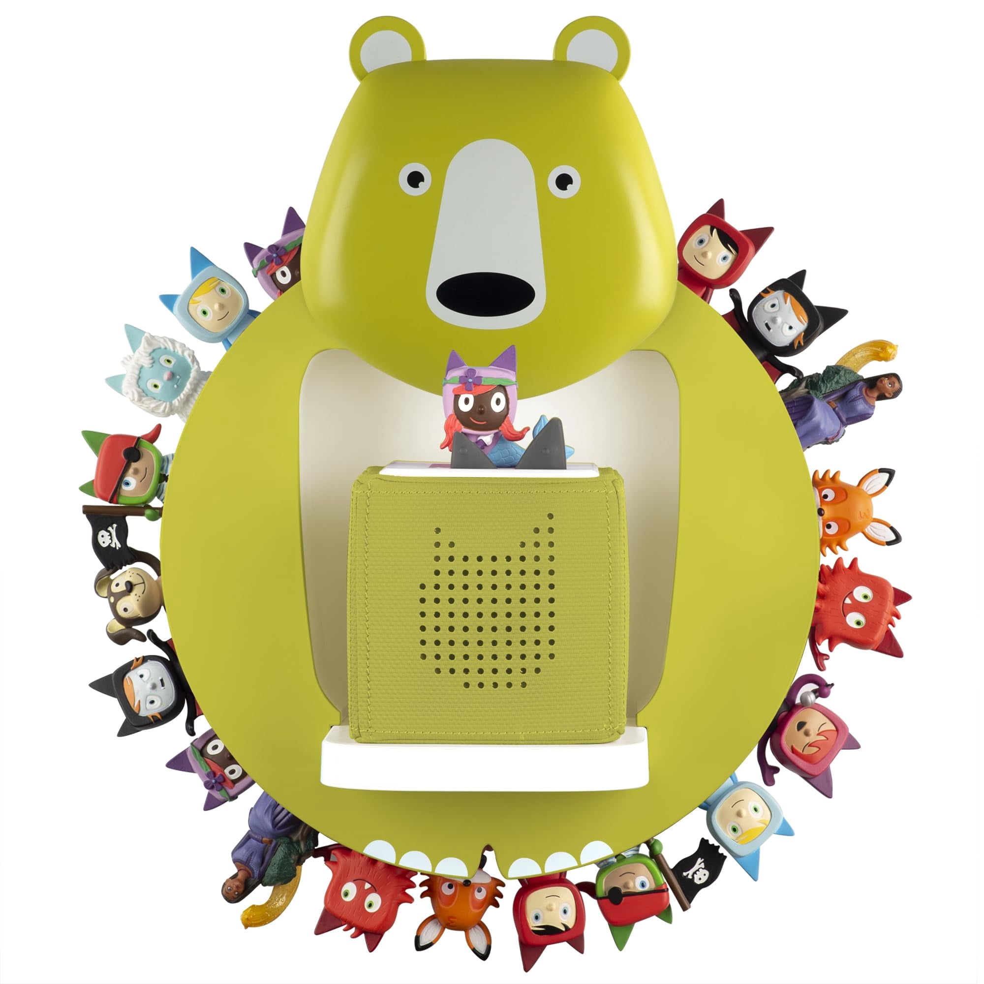 Tnvodejo for Toniebox Creative Bear Children's Magnetic Floating Shelf and for Tonies for 30-48 Figures - Wall Shelf for The Music Box - for Playing and Collecting - for Children's Baby Rooms (Green)