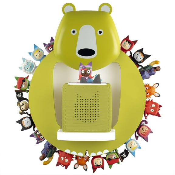 Tnvodejo for Toniebox Creative Bear Children's Magnetic Floating Shelf and for Tonies for 30-48 Figures - Wall Shelf for The Music Box - for Playing and Collecting - for Children's Baby Rooms (Green)