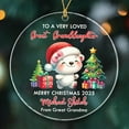 thumbnail image 1 of To A Very Loved Great Granddaughter Christmas Tree Ornament 2025 - Polar Bear Xmas Gift From Great Grandparents - Custom Text Name, 1 of 5