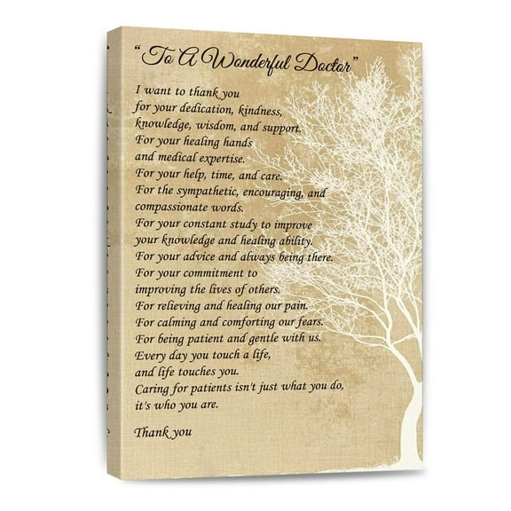 To A Wonderful Doctor Poem Poster Canvas Wall Art Gifts For Women Men Thank You Painting Home Office Living Room Decor Hanging Framed