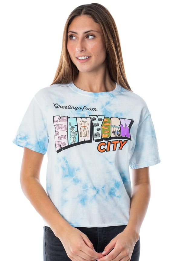To All The Boys I've Loved Before Womens' Greetings From New York City Juniors Tie Dye Crop T-Shirt