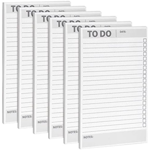 To Do List Notepad - 8.5 x 5.5 in, White, 6-Pack - Office Desk Pad for Daily Reminder Checklist - Easy-Tear Sheets for Daily Task Planning$$Office